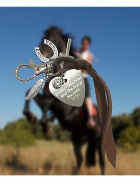 Protect This Rider and The Horse She Rode in On-Saddle Charm, Saddle Heart Charm